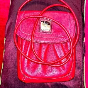 Tignanello bright Red Cross body leather bag